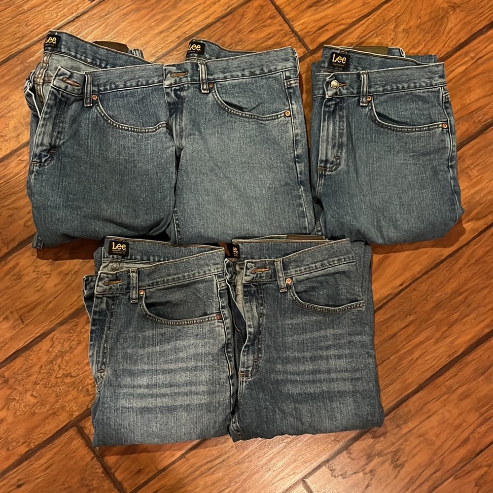 Mens Lee regular fit jeans 33x32. SET OF 5!